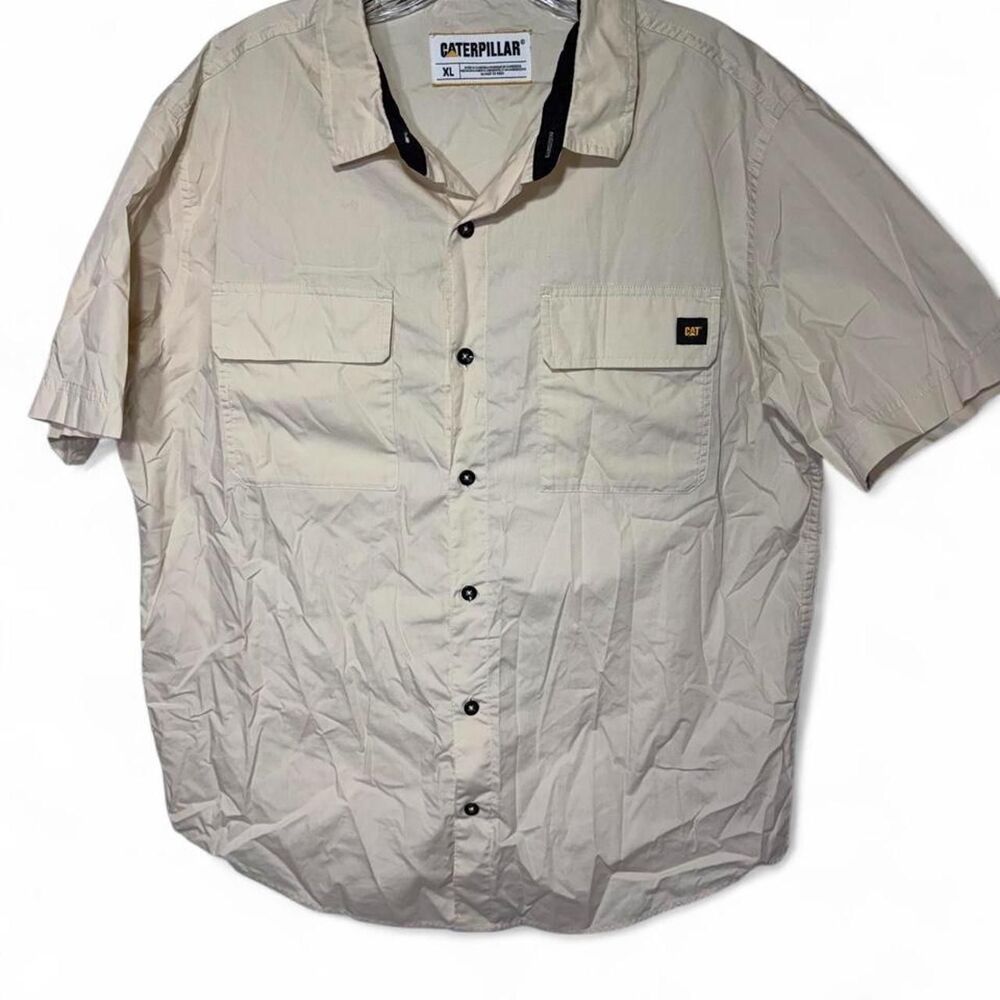 Caterpillar Men's Cream and White Shirt